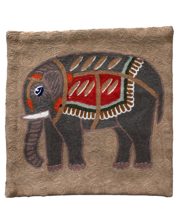 Chain Stitch Elephant Cushion Cover - Image 2