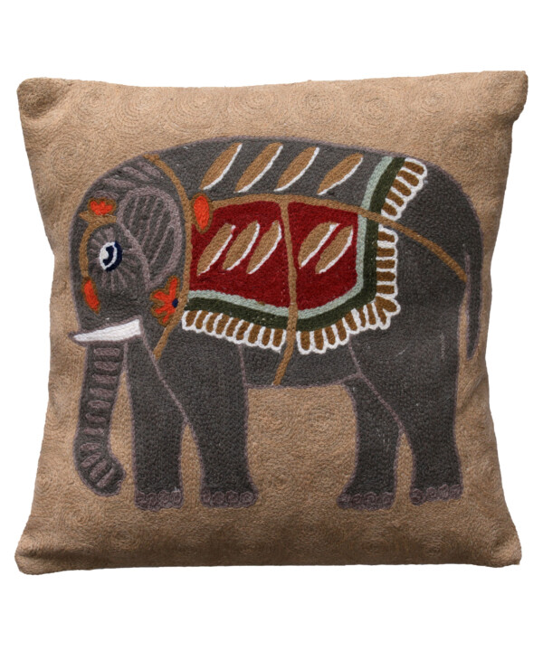 Chain Stitch Elephant Cushion Cover