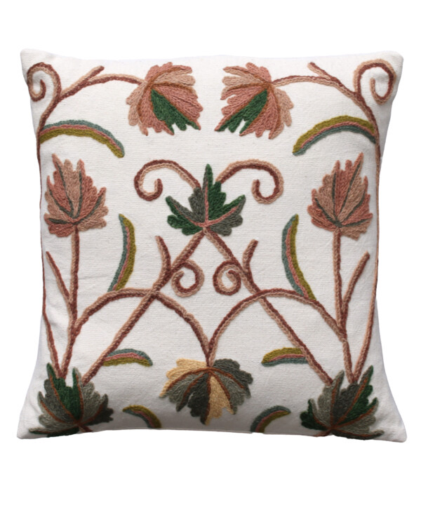 English Chenar Crewel Cushion Cover