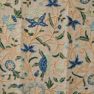 Blue Linen Crewel Curtain